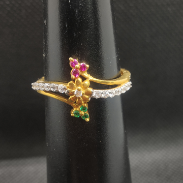 green pink stone Women ring by S.P. Jewellers