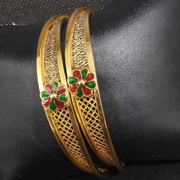 flower print gold kadli by S.P. Jewellers