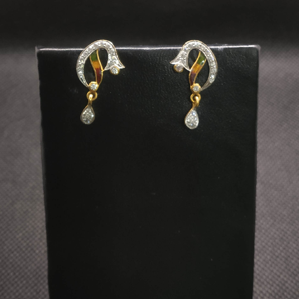 colour diamond gold earrings