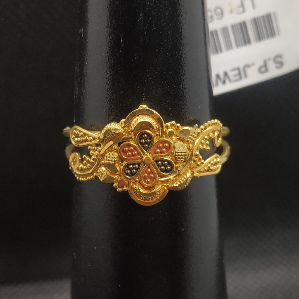 meena flower print gold ring